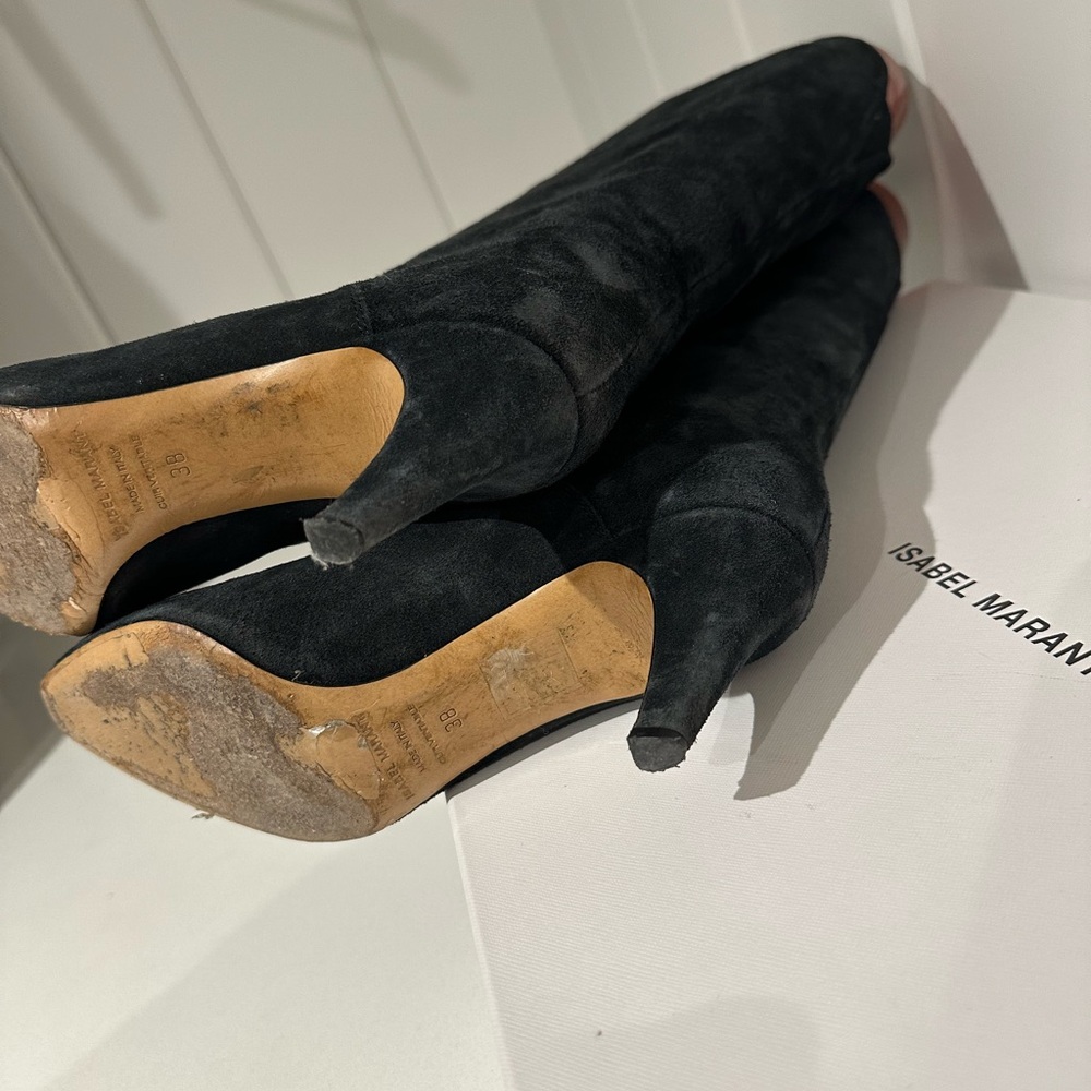 Isabel Marant Black Suede Knee-High Boots - Picture 8 of 10